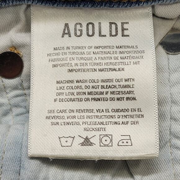 AGOLDE Jeans Womens 32 Blue Light Wash Sophie Raw Hem High Rise Crop Skinny - Picture 6 of 13